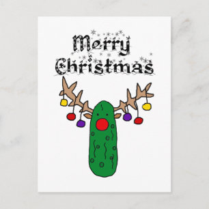 Funny Pickle Reindeer Merry-kerstkunst Briefkaart