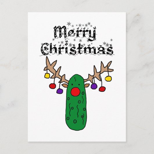 Funny Pickle Reindeer Merry-kerstkunst Briefkaart (Voorkant)