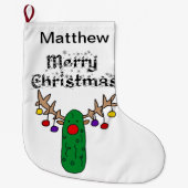 Funny Pickle Reindeer Merry-kerstkunst Grote Kerstsok (Voorkant)