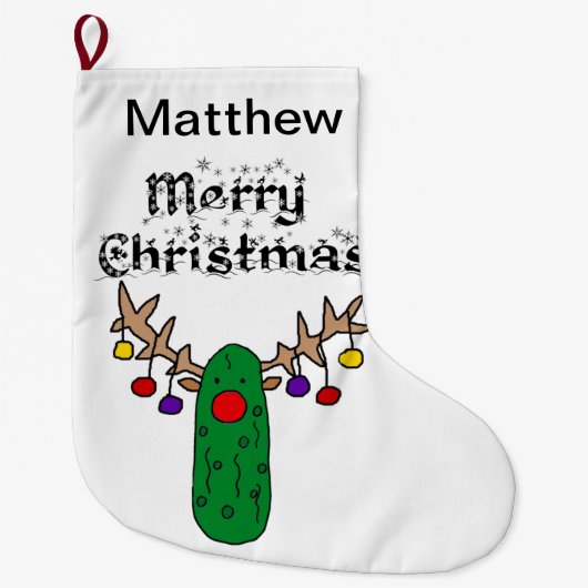 Funny Pickle Reindeer Merry-kerstkunst Grote Kerstsok (Voorkant)