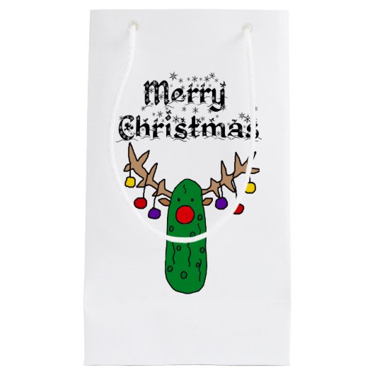 Funny Pickle Reindeer Merry-kerstkunst Klein Cadeauzakje (Voorkant)