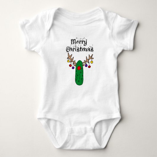 Funny Pickle Reindeer Merry-kerstkunst Romper (Voorkant)