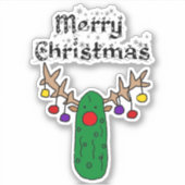 Funny Pickle Reindeer Merry-kerstkunst Sticker (Voorkant)