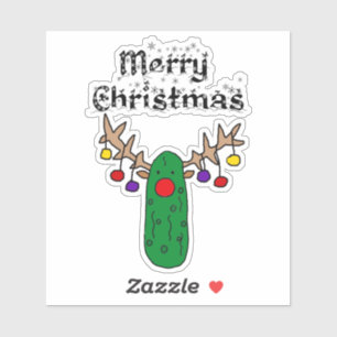 Funny Pickle Reindeer Merry-kerstkunst Sticker