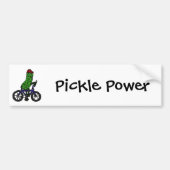 Funny Pickle Riding Bicycle Cartoon Bumpersticker (Voorkant)