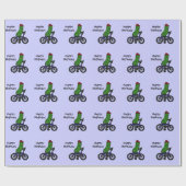 Funny Pickle Riding Bicycle Cartoon Cadeaupapier (Vlak)