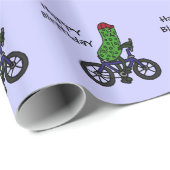 Funny Pickle Riding Bicycle Cartoon Cadeaupapier (Rol Hoek)