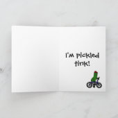 Funny Pickle Riding Bicycle Cartoon Kaart (Binnen)