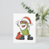 Funny Pickle Santa Claus Kerstman Cartoon Holiday Briefkaart (Staand voorkant)