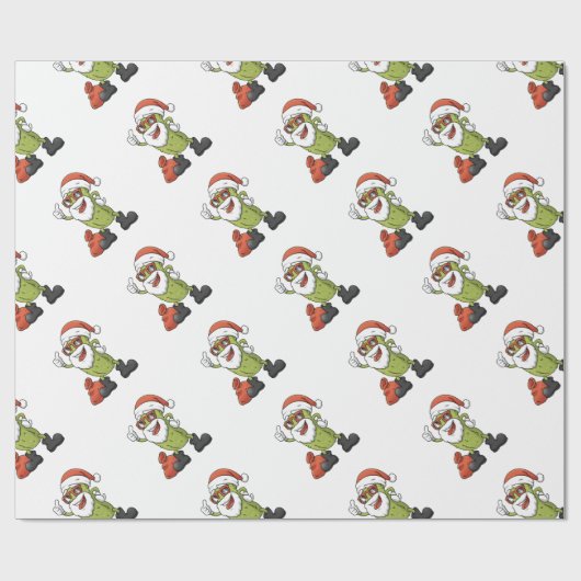 Funny Pickle Santa Claus Kerstman Cartoon Holiday Cadeaupapier (Vlak)