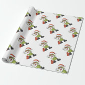 Funny Pickle Santa Claus Kerstman Cartoon Holiday Cadeaupapier (Uitgerold)