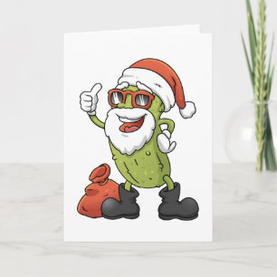 Funny Pickle Santa Claus Kerstman Cartoon Holiday Kaart
