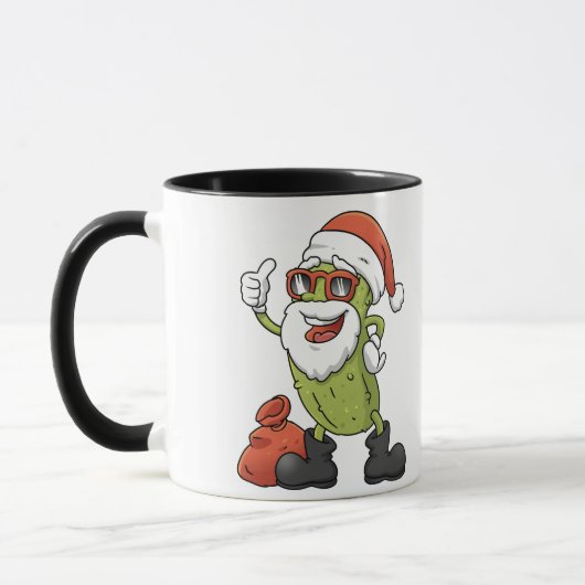 Funny Pickle Santa Claus Kerstman Cartoon Holiday Mok (Links)