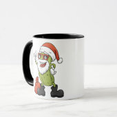 Funny Pickle Santa Claus Kerstman Cartoon Holiday Mok (Voorkant links)