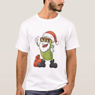 Funny Pickle Santa Claus Kerstman Cartoon Holiday T-shirt