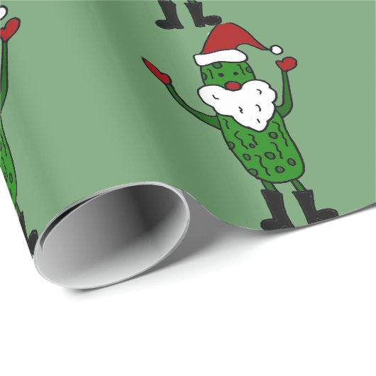 Funny Pickle Santa Claus-kerstontwerp Cadeaupapier (Rol Hoek)