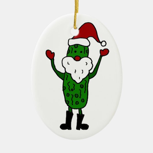 Funny Pickle Santa Claus-kerstontwerp Keramisch Ornament (Voorkant)