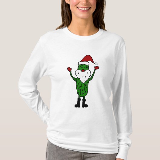 Funny Pickle Santa Claus-kerstontwerp T-shirt (Voorkant)