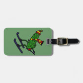 Funny Pickle Skiing Cartoon Bagagelabel (Voorkant horizontaal)