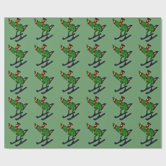 Funny Pickle Skiing Cartoon Cadeaupapier (Vlak)