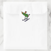 Funny Pickle Skiing Cartoon Ronde Sticker (Tas)