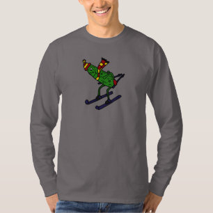 Funny Pickle Skiing Cartoon T-shirt