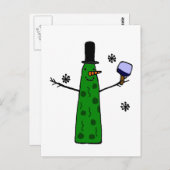 Funny Pickle Snowman Holding Pickleball Paddle Briefkaart (Voorkant / Achterkant)