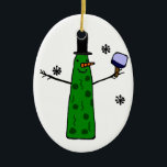 Funny Pickle Snowman Holding Pickleball Paddle Keramisch Ornament<br><div class="desc">Een geweldige artistieke,  grappige sneeuwman met een pickleball paddle origineel kunstontwerp maakt een leuk geschenk.  Kan douanetekst ook toevoegen en achtergrondkleur veranderen wanneer het opdracht geven tot van.</div>
