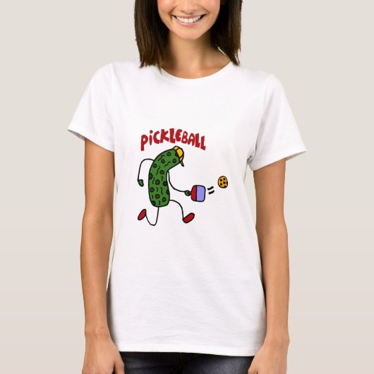 Funny Pickle Spelling Pickleball Action Design T-shirt (Voorkant)