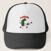 Funny Pickle Spelling Pickleball Action Design Trucker Pet (Voorkant)