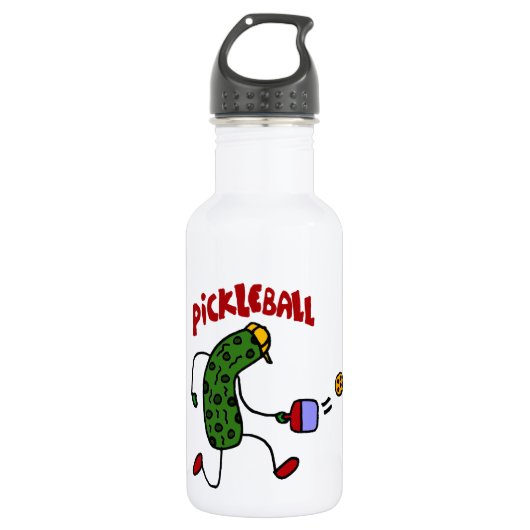 Funny Pickle Spelling Pickleball Action Design Waterfles (Voorkant)