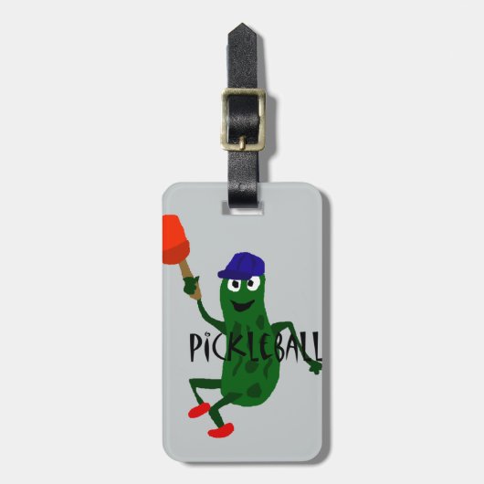 Funny Pickle Spelling Pickleball Bagagelabel (Voorkant verticaal)