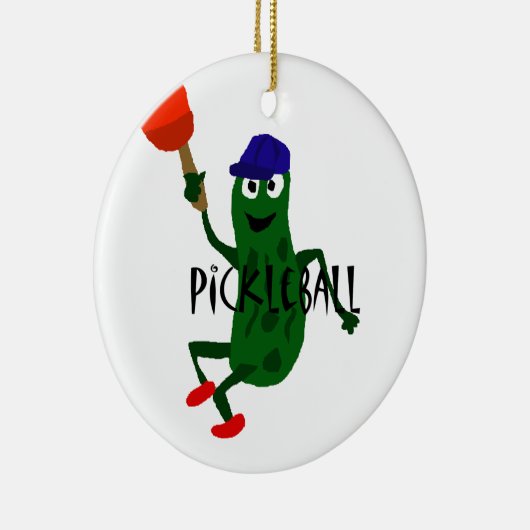 Funny Pickle Spelling Pickleball Keramisch Ornament (Rechts)