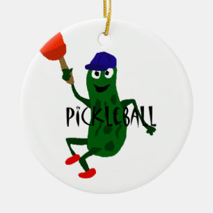 Funny Pickle Spelling Pickleball Keramisch Ornament