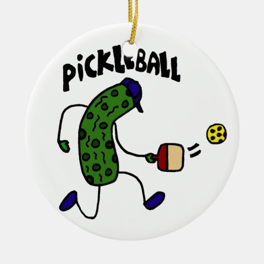 Funny Pickle Spelling Pickleball Keramisch Ornament (Voorkant)