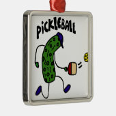Funny Pickle Spelling Pickleball Metalen Ornament (Rechts)