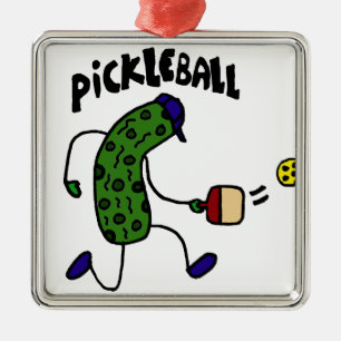 Funny Pickle Spelling Pickleball Metalen Ornament