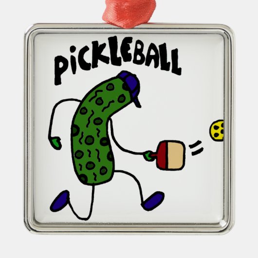 Funny Pickle Spelling Pickleball Metalen Ornament (Voorkant)