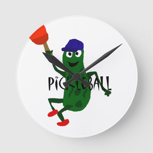 Funny Pickle Spelling Pickleball Ronde Klok (Voorkant)