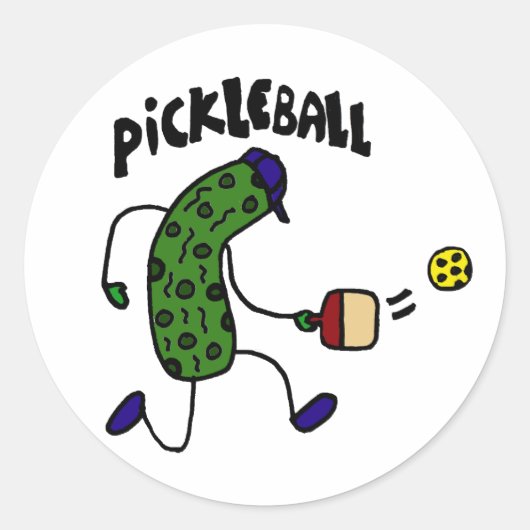 Funny Pickle Spelling Pickleball Ronde Sticker (Voorkant)