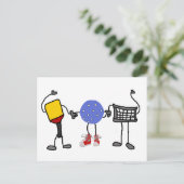 Funny Pickleball Cartoon Characters Briefkaart (Staand voorkant)