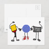 Funny Pickleball Cartoon Characters Briefkaart (Voorkant / Achterkant)