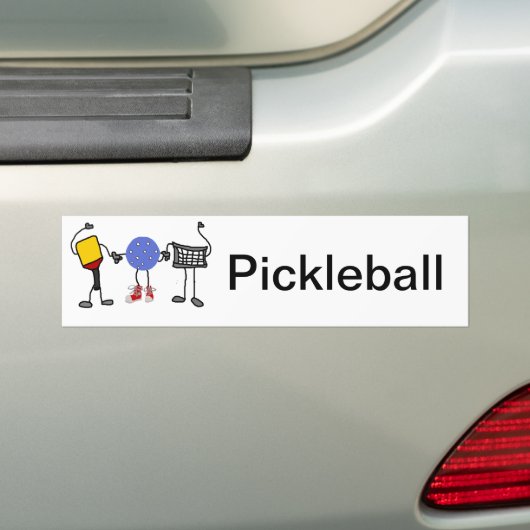 Funny Pickleball Cartoon Characters Bumpersticker (Op auto)