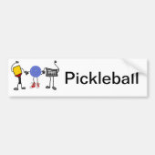 Funny Pickleball Cartoon Characters Bumpersticker (Voorkant)