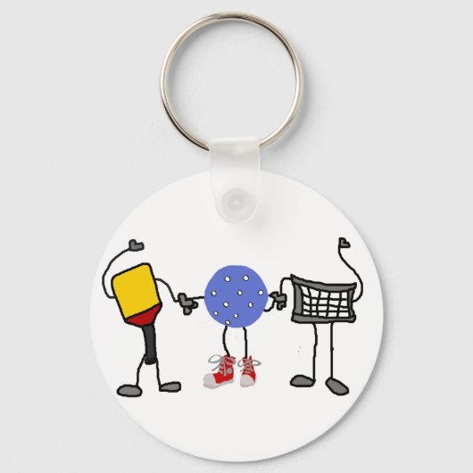 Funny Pickleball Cartoon Characters Sleutelhanger (Voorkant)