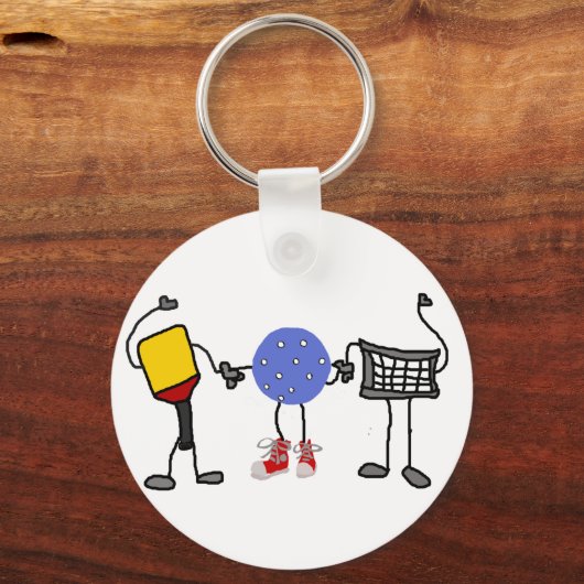 Funny Pickleball Cartoon Characters Sleutelhanger (Voorkant)