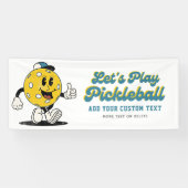 Funny Pickleball Cartoon Mascotte Aangepaste tekst Spandoek (Horizontaal)
