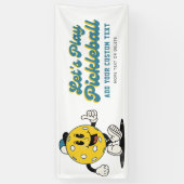 Funny Pickleball Cartoon Mascotte Aangepaste tekst Spandoek (Verticaal)