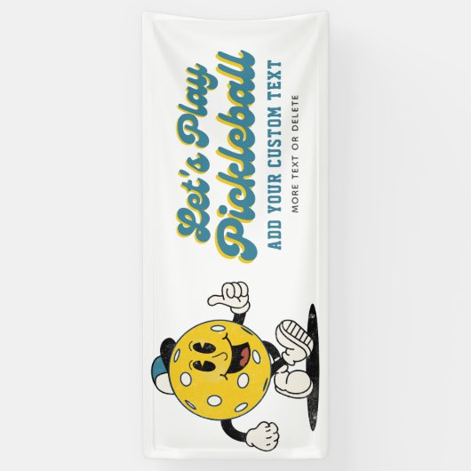 Funny Pickleball Cartoon Mascotte Aangepaste tekst Spandoek (Verticaal)