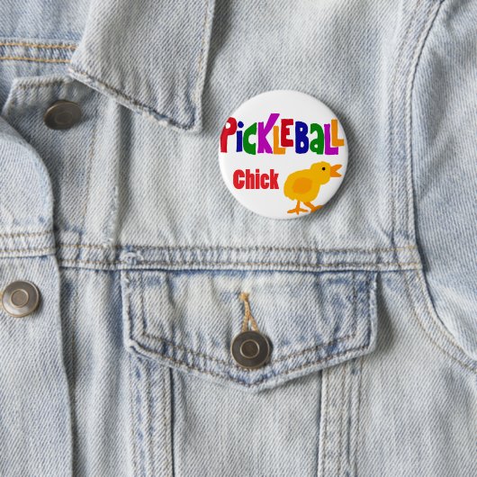 Funny Pickleball Chick Art Ronde Button 5,7 Cm (In situ)